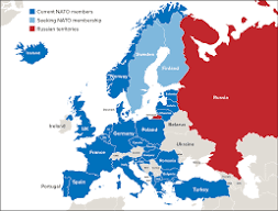 Two maps show NATO's growth and Russia's isolation since 1990